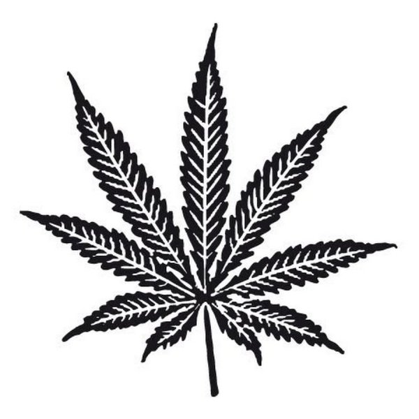Лист марихуаны черно белый