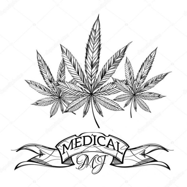 Эскиз тату конопля