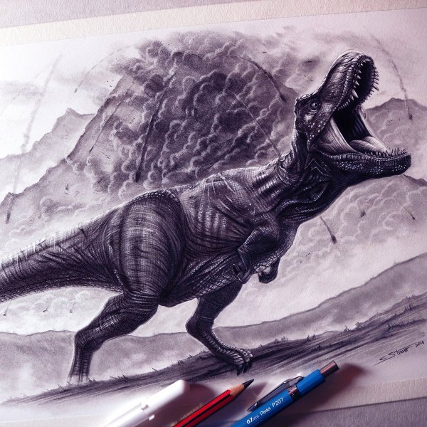 Динозавр карандашом