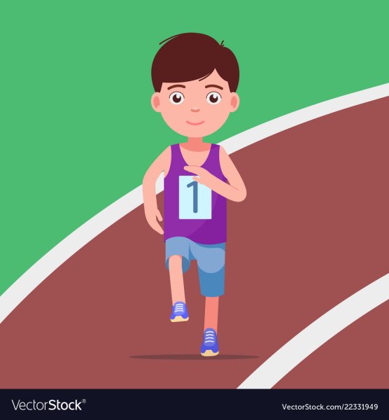 Спортсмен бежит по дорожке