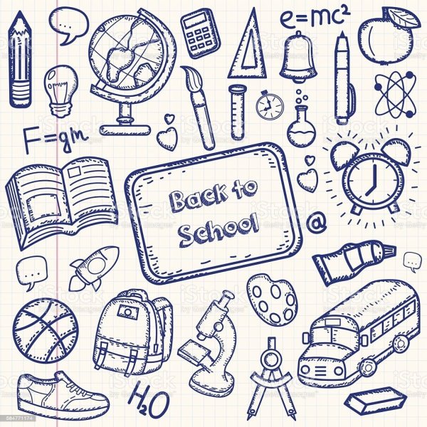 Школьные принадлежности рисунок