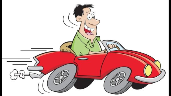 Машина мультяшная едет