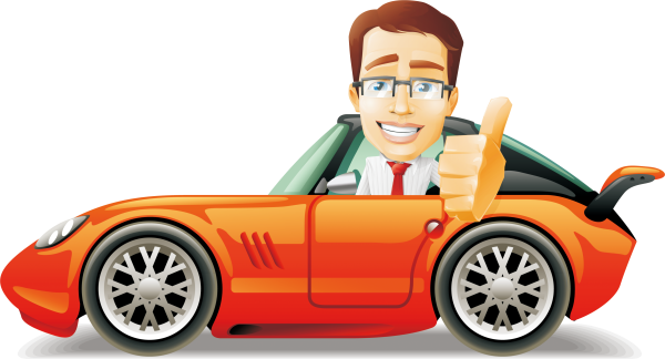 Мультяшная машина с водителем