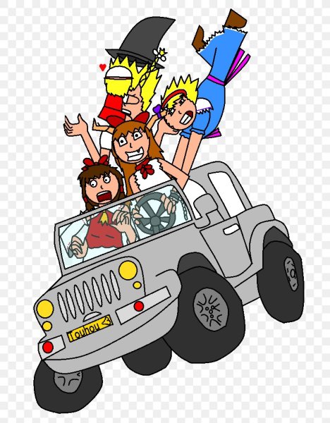 Нарисованный мужчина на автомобиле