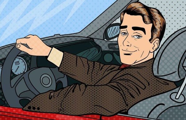 Водитель рисунок черно белый