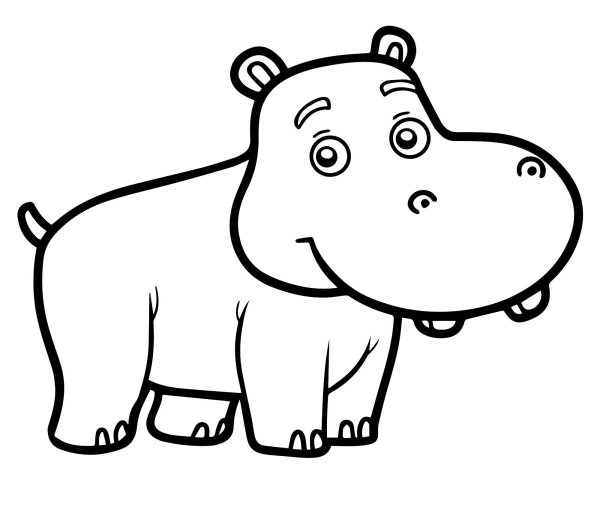 Раскраска Бегемот для детей 3-4 лет