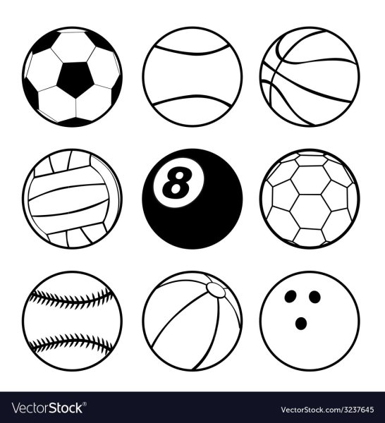 Разные виды мячей раскраска