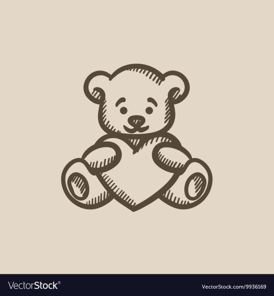 Эскиз плюшевого мишки маленький