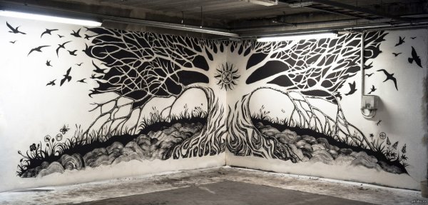 Граффити в стиле панк на стене