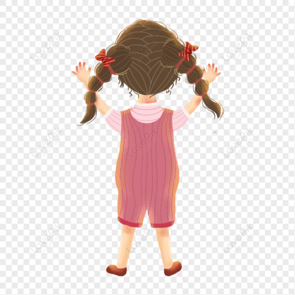 Девочка спиной на белом фоне