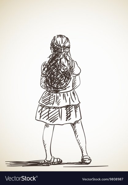 Сидящая девушка вид сзади рисунок