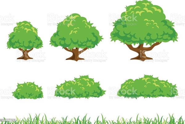 Мультяшное дерево и кустарник