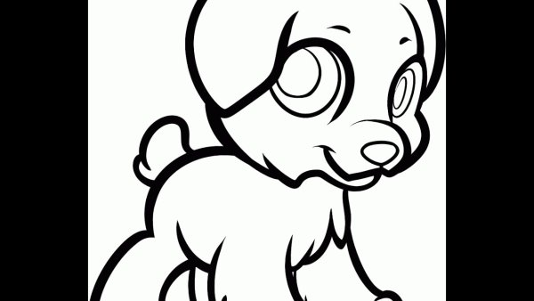 Щенок карандашом для детей