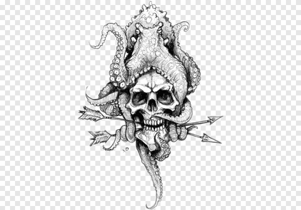 Белое тату осьминог