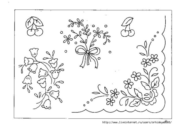 Растительный узор для вышивки тамбурным швом