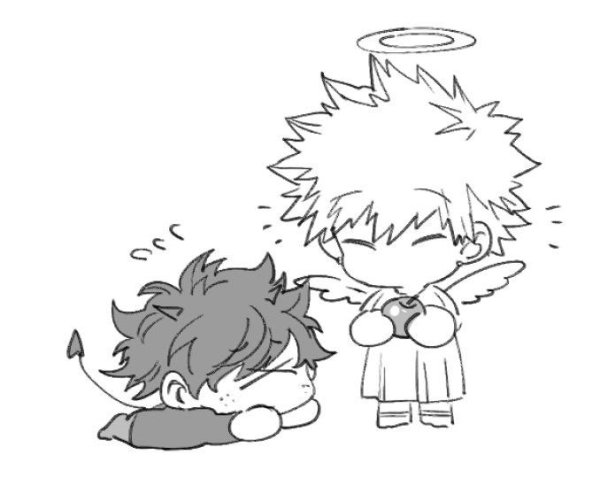 Мидория и Бакуго чб