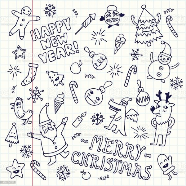 Новогодние рисунки для скетчбука легкие