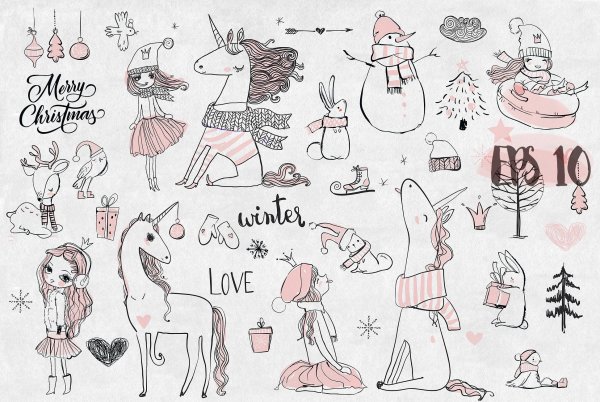 Новогодние рисунки для скетчбука
