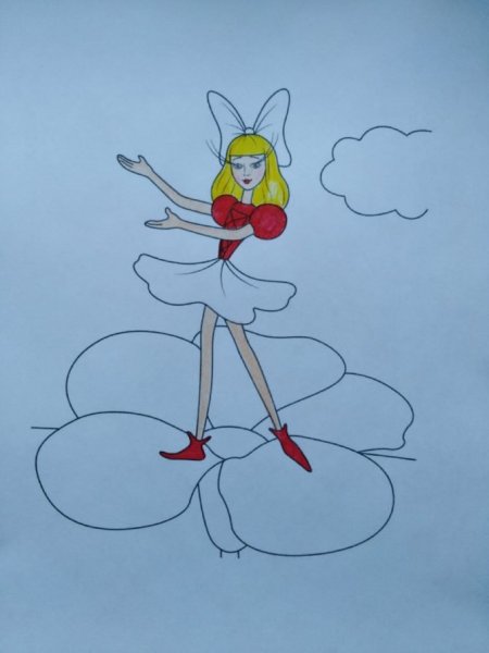 Дюймовочка рисунок карандашом