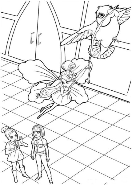 Раскраски Барби Дюймовочка