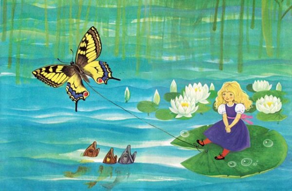 Раскраска к сказке Дюймовочка Ганс христиан Андерсен