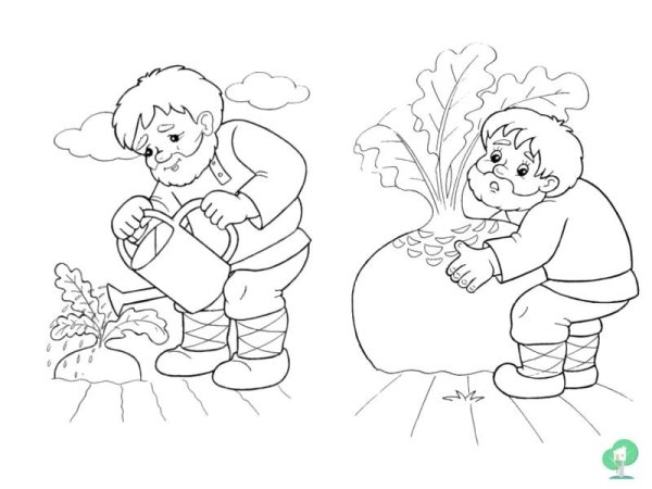 Персонажи сказки Репка раскраска