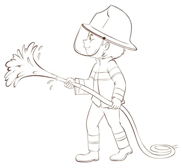 Пожарник шаблон для рисования