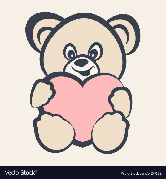 Нарисовать мишку с сердечком