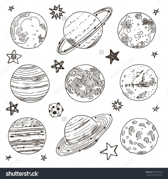 Планеты для распечатки черно белые