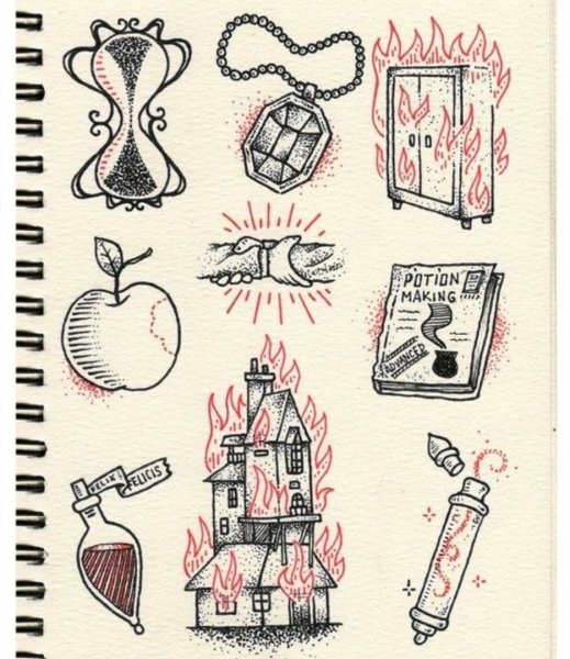 Мини рисунки для скетчбука Гарри Поттер