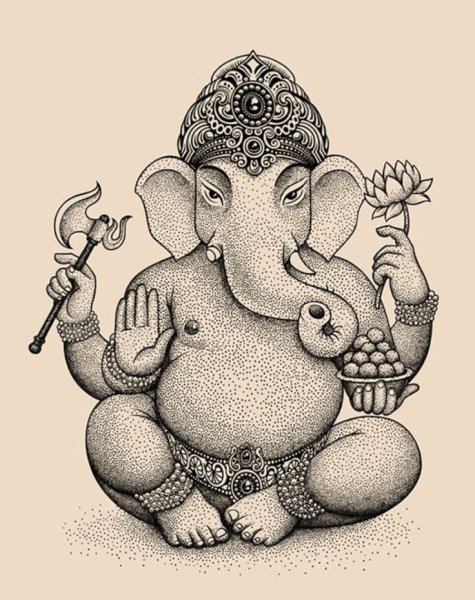 Ганеша черно-белый