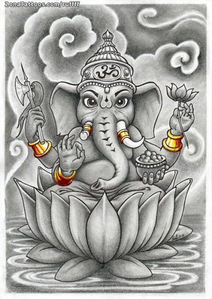 Тату Ганеша и Будда