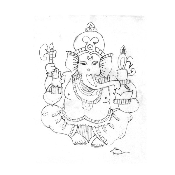 Ганеша для привлечения денег эскиз