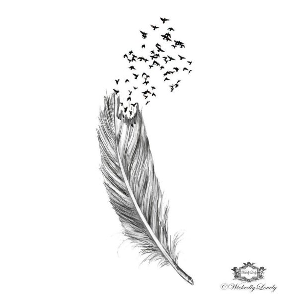 Перо тату эскиз