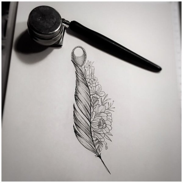 Перо тату эскиз
