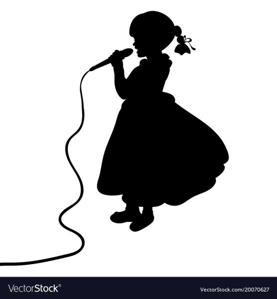 Силуэт девочки с микрофоном