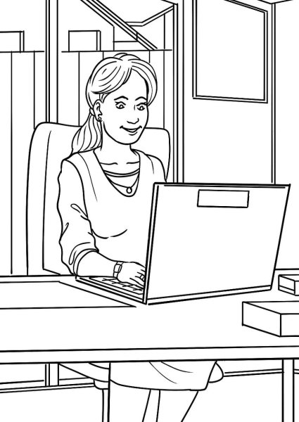 Женщина в офисе рисунок