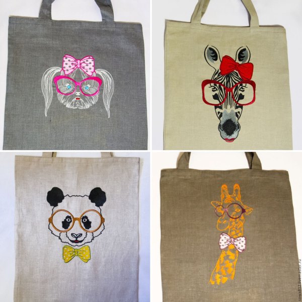 Черные шоперы с вышивкой