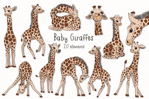 Жираф черно белая для детей