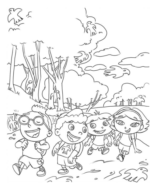 Маленькие Эйнштейны Квинси Энни Лео и Джун раскраска