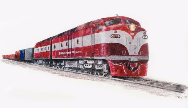 Тепловоз на белом фоне