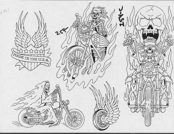 Тату мотоцикл эскиз