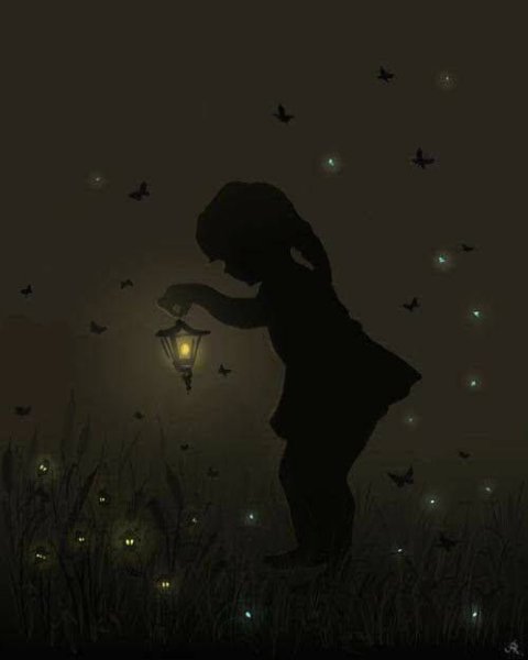 Девушка и светлячки