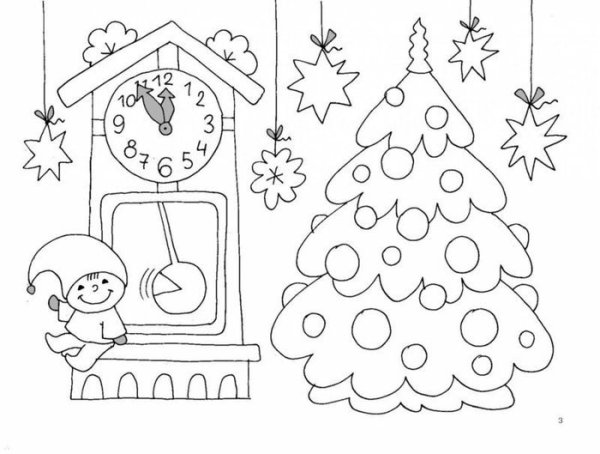 Раскраска новый год для детей