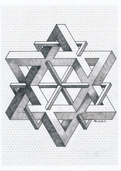 Трехмерные фигуры карандашом