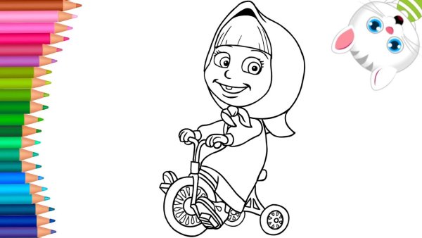Маша на велосипеде рисунок
