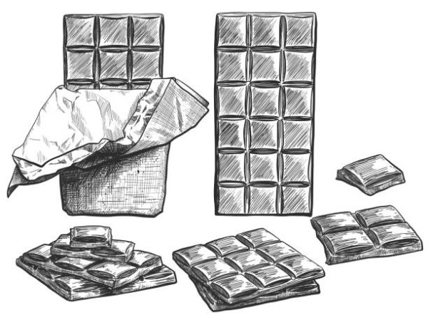 Плитка шоколада для срисовки