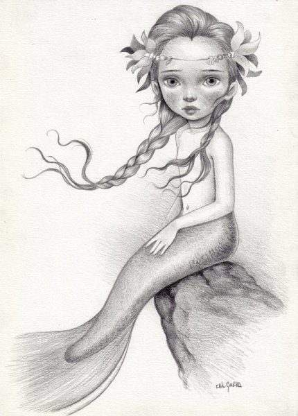 Русалка рисунок карандашом