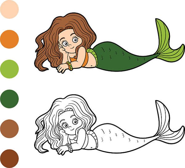 Рисунки для маленьких детей русалки