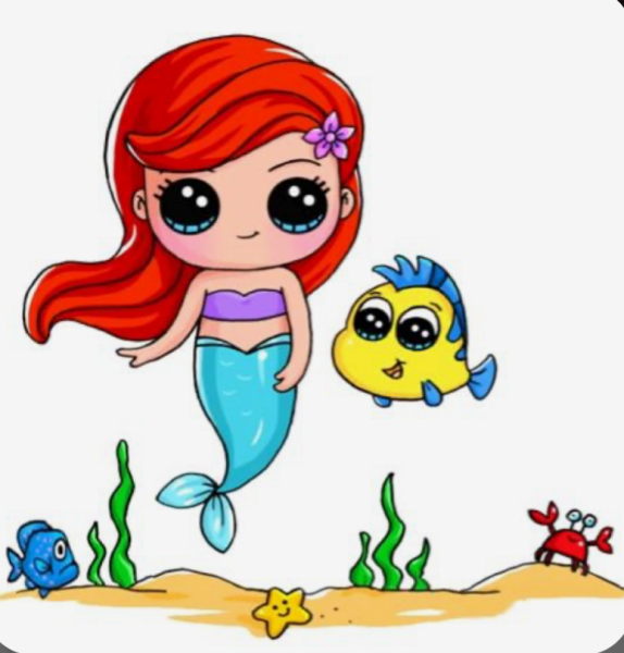 Милые рисунки русалочек легкие